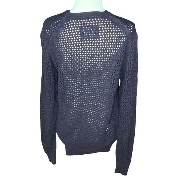 ALL SAINTS chocolate brown open weave crew neck pullover sweater XXS - Picture 7 of 9